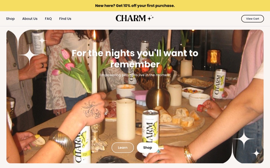 Charm Social Tonic homepage screenshot